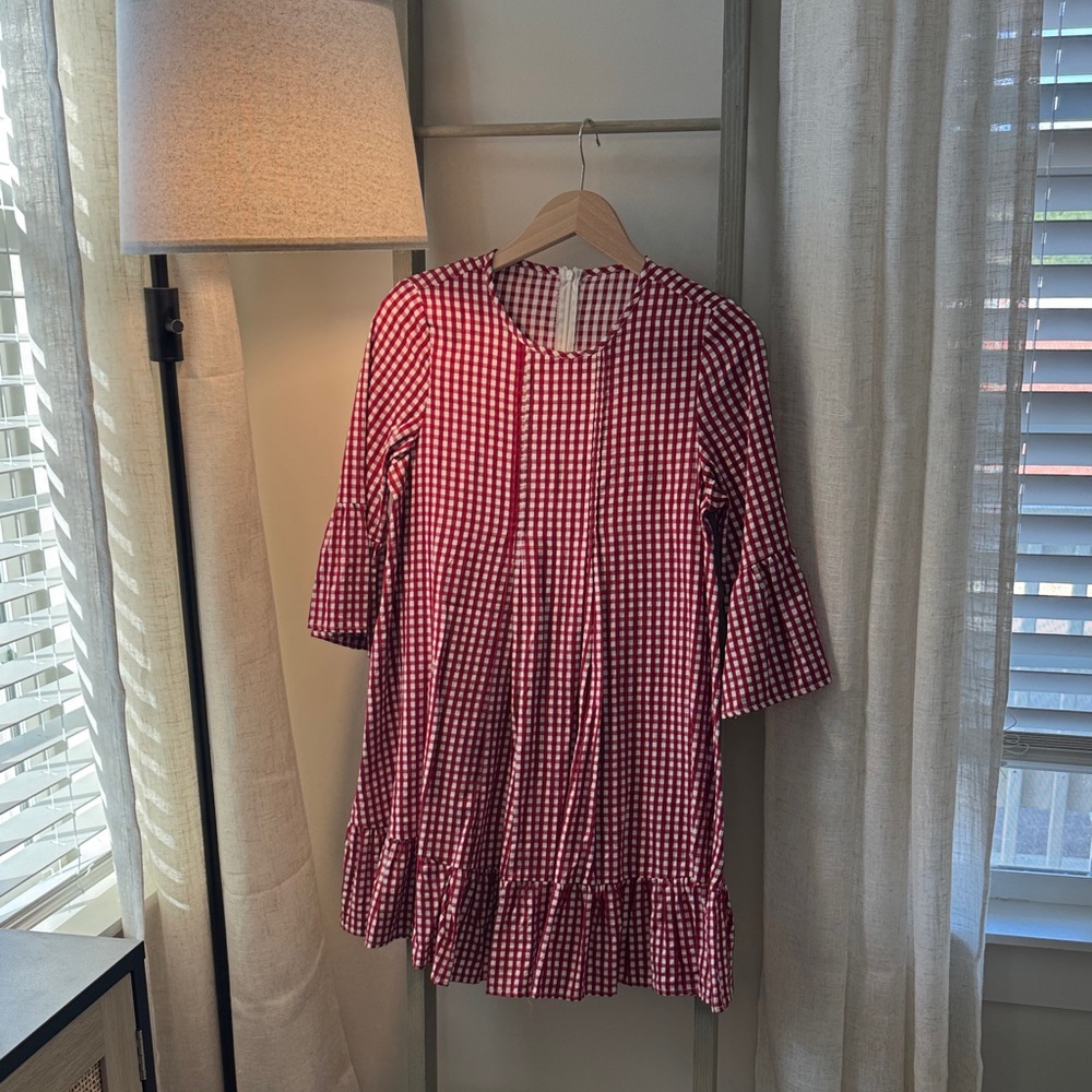 Red Gingham Ruffle Dress